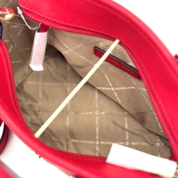 Michael Kors Jet Set Travel Extra-Small Top Zip Tote Bag & Double Zip Wallet Red - Picture 8 of 12